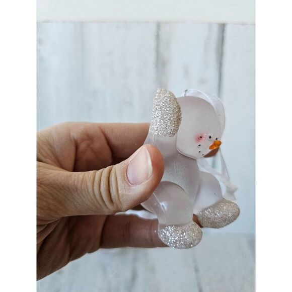 Glass snowman sparkle glitter ornament set Xmas tree - Picture 2 of 16